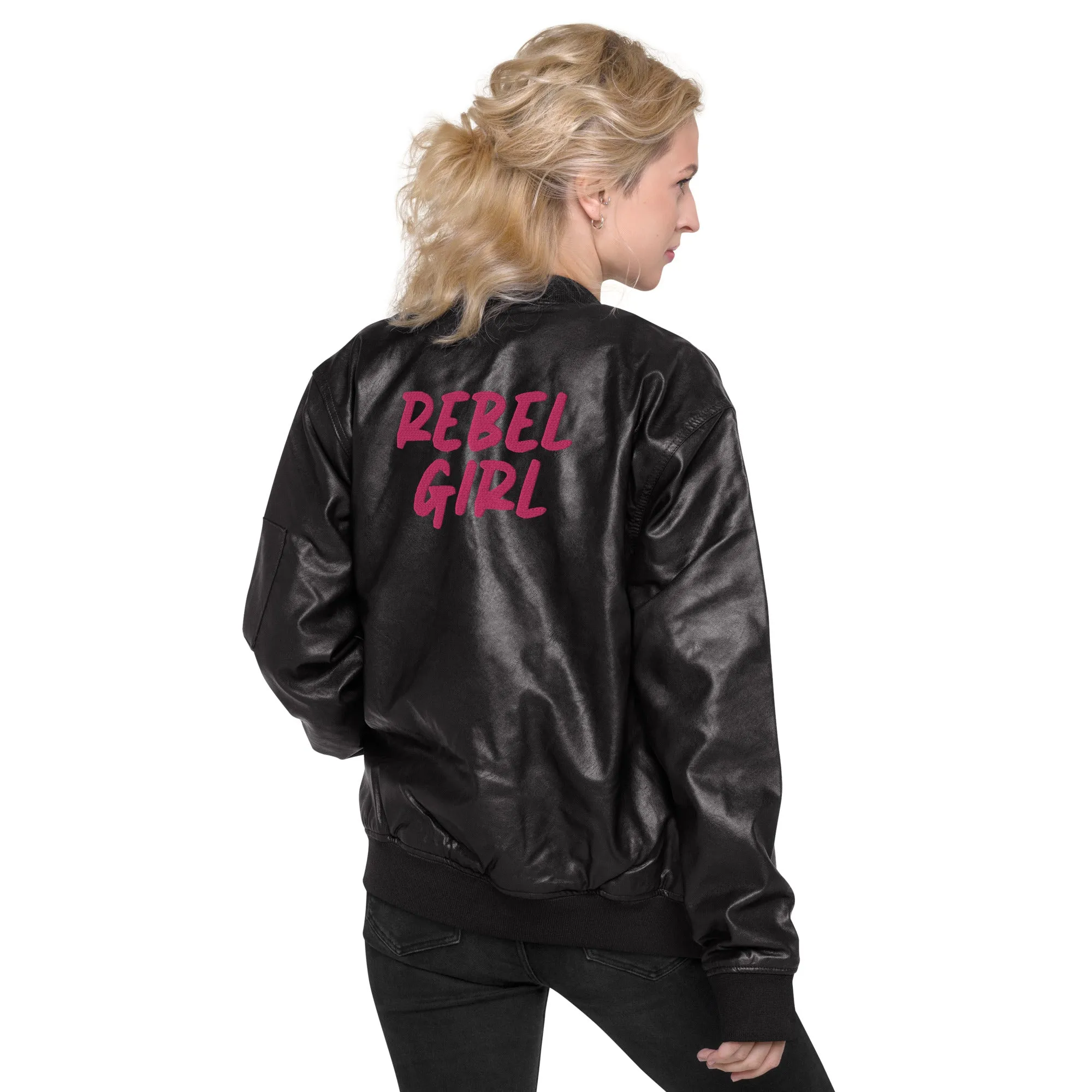 REBEL GIRL Leather Bomber Jacket sold by Maiden-Art product image thumbnail 3