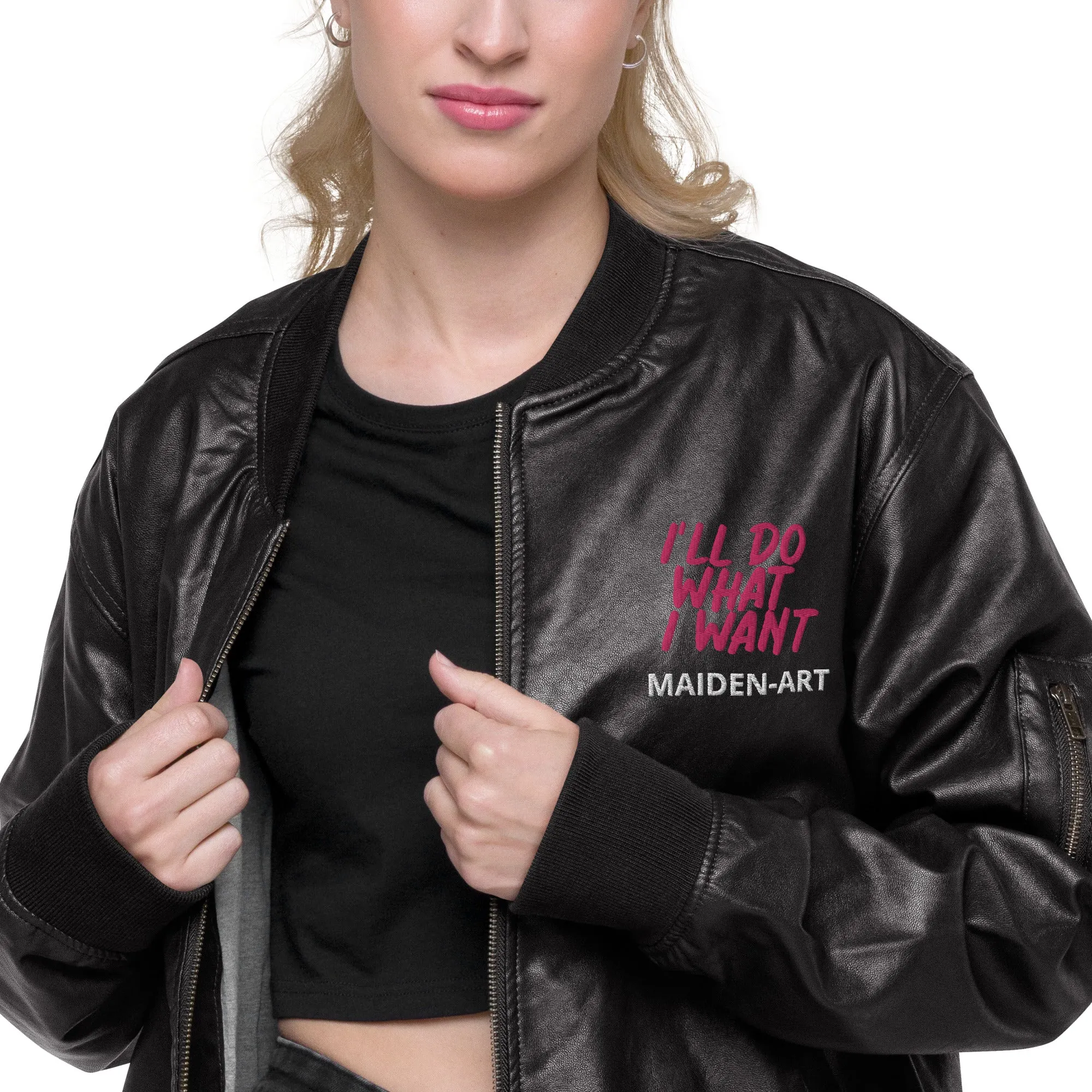 REBEL GIRL Leather Bomber Jacket sold by Maiden-Art product image thumbnail 5