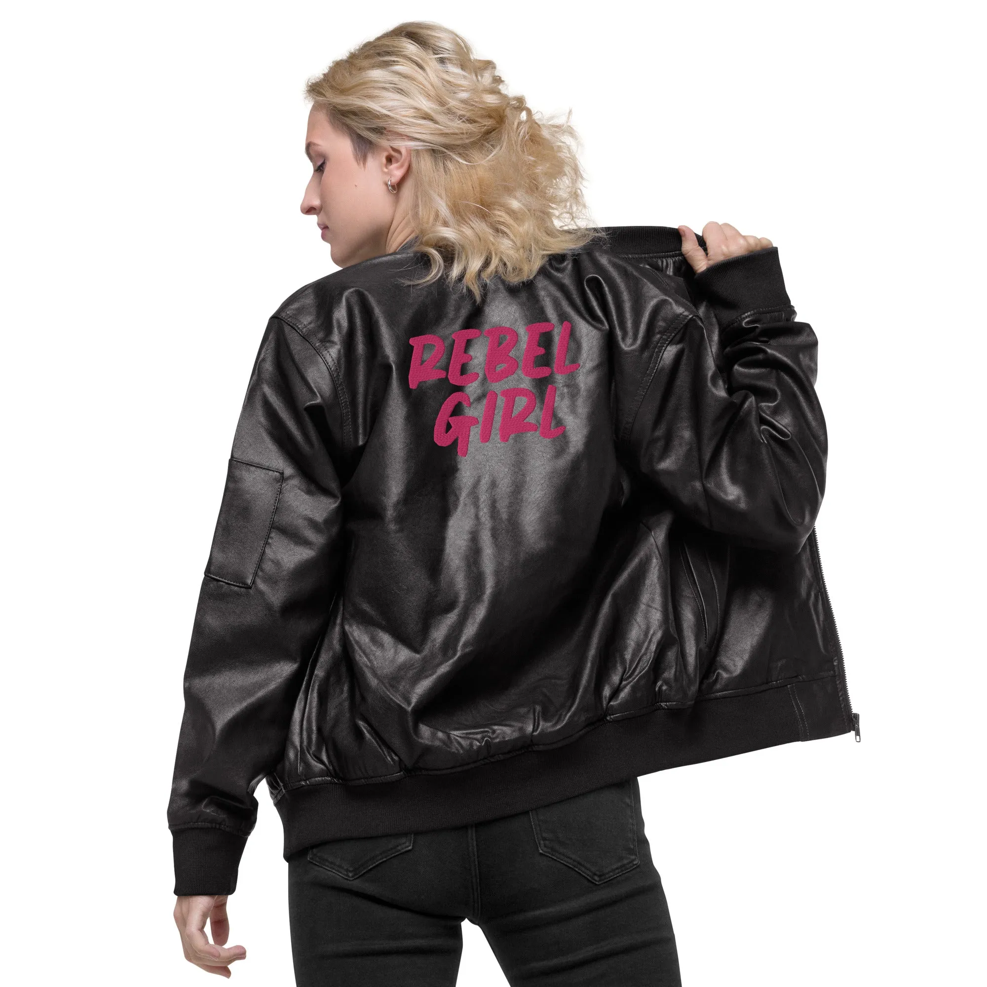 REBEL GIRL Leather Bomber Jacket sold by Maiden-Art product image thumbnail 4