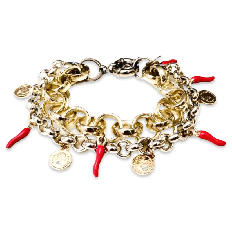 Red Horn and Gold Coins Charm Bracelet. sold by Maiden-Art