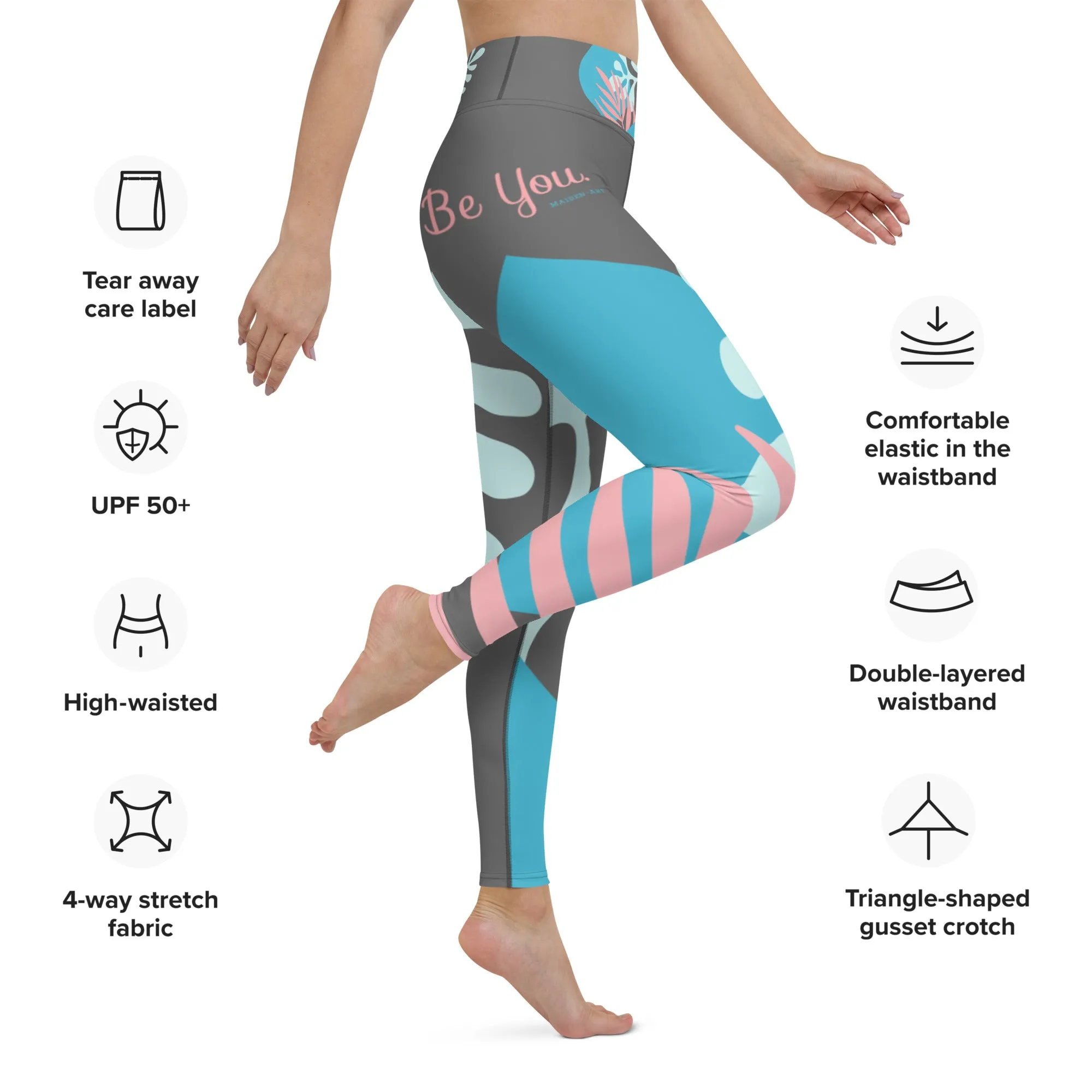 "Be You" Leggings - FLOWER BLUE Special edition sold by Maiden-Art product image thumbnail 2