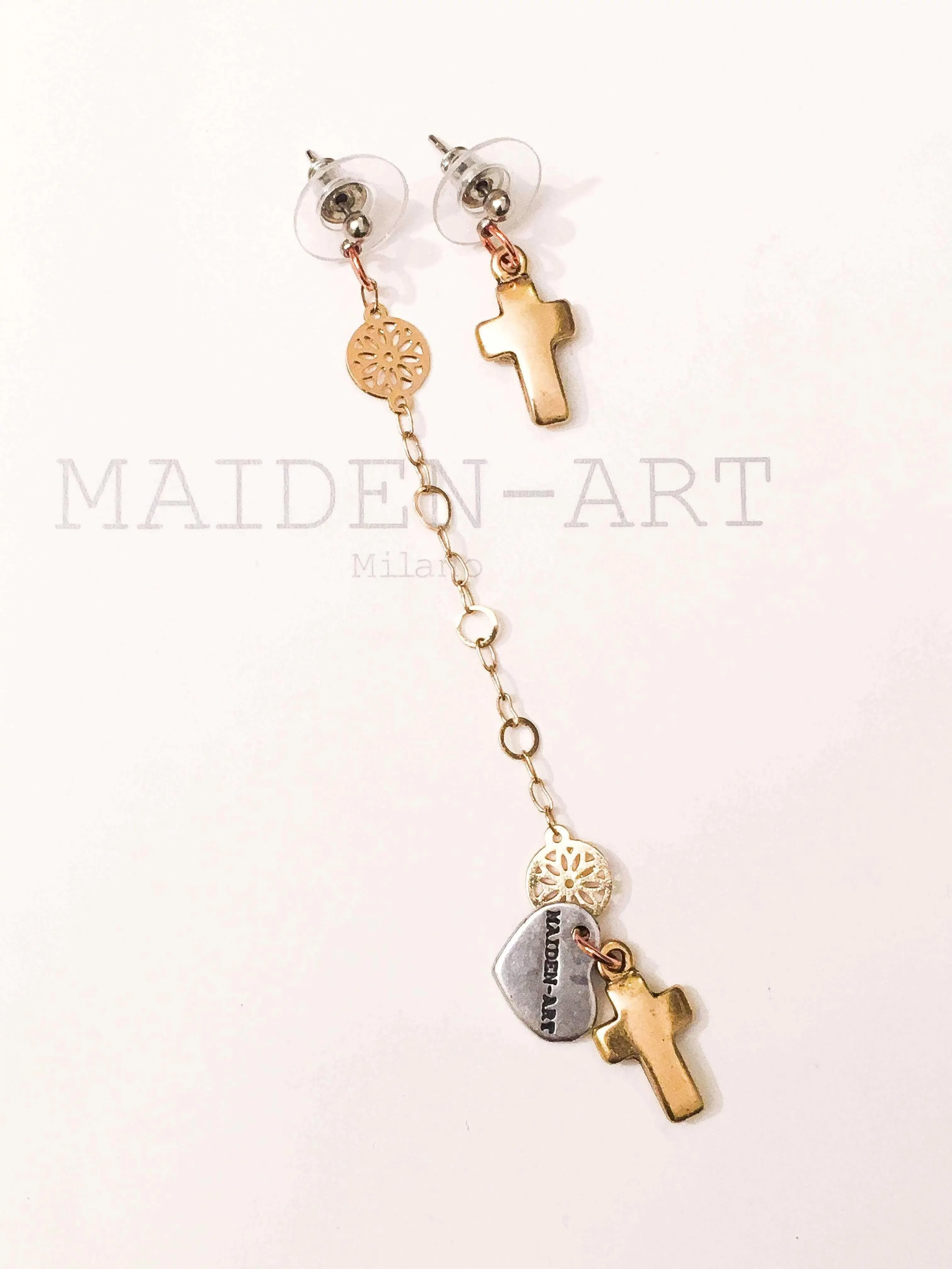Thin Statement Cross Earrings in Gold. Cross Earrings, Gold Cross Drop Earrings. sold by Maiden-Art