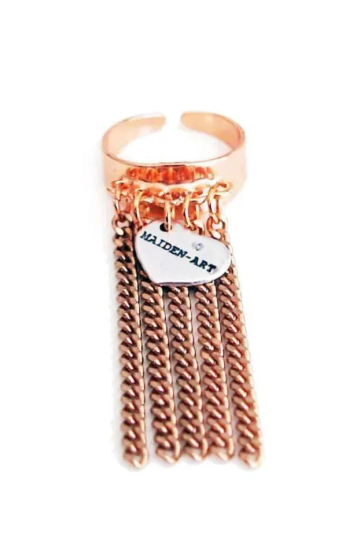 Statement ring in rose gold with fringes sold by Maiden-Art