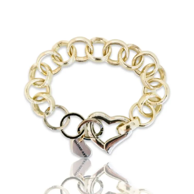 18kt Gold Plated Brass Bracelet and Silver Heart Clasp. sold by Maiden-Art
