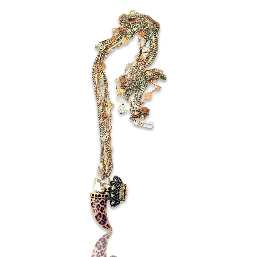 Enamel Animalier Horn Long Necklace sold by Maiden-Art