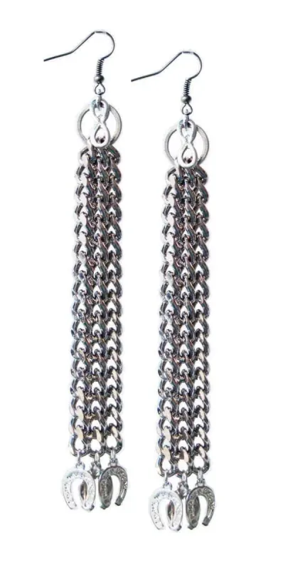 Silver earrings with horseshoe charms sold by Maiden-Art