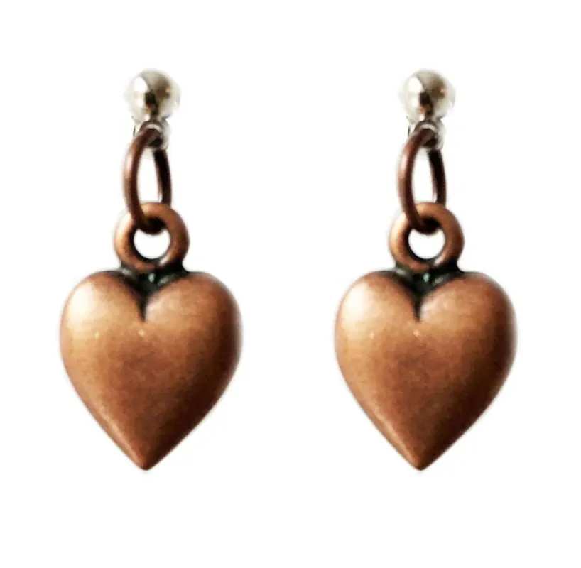 Heart stud earrings in brass. Perfect for valentines day, valentines day gift, gift for her. sold by Maiden-Art
