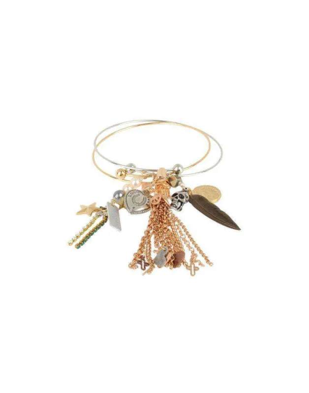 Gold and Silver Charm Bangle sold by Maiden-Art