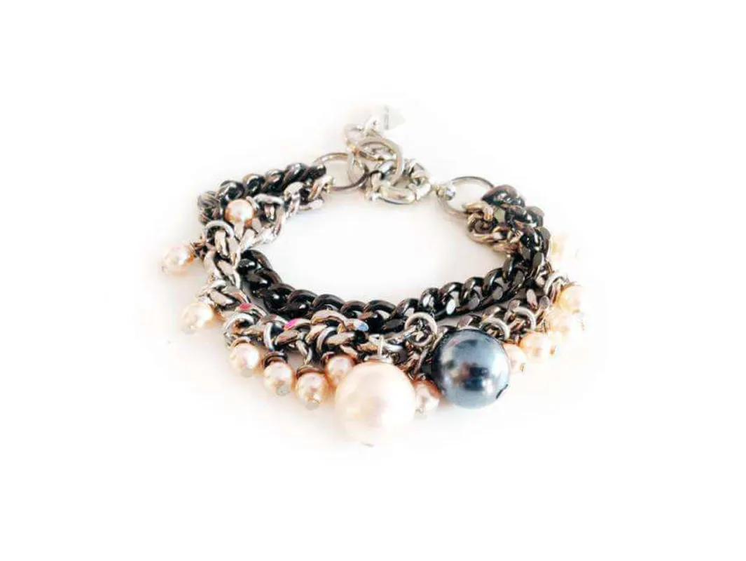 Charm bracelet with oversize pearls. sold by Maiden-Art