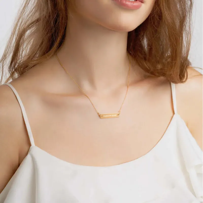 “Fashion Boss“ Engraved Silver Bar Chain Necklace  - Personalized Design sold by Maiden-Art