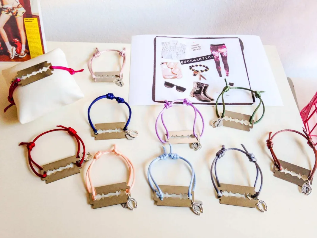 Colorful punk bracelet made with silk cord and silver plated Charms. 10 Colors Available. sold by Maiden-Art