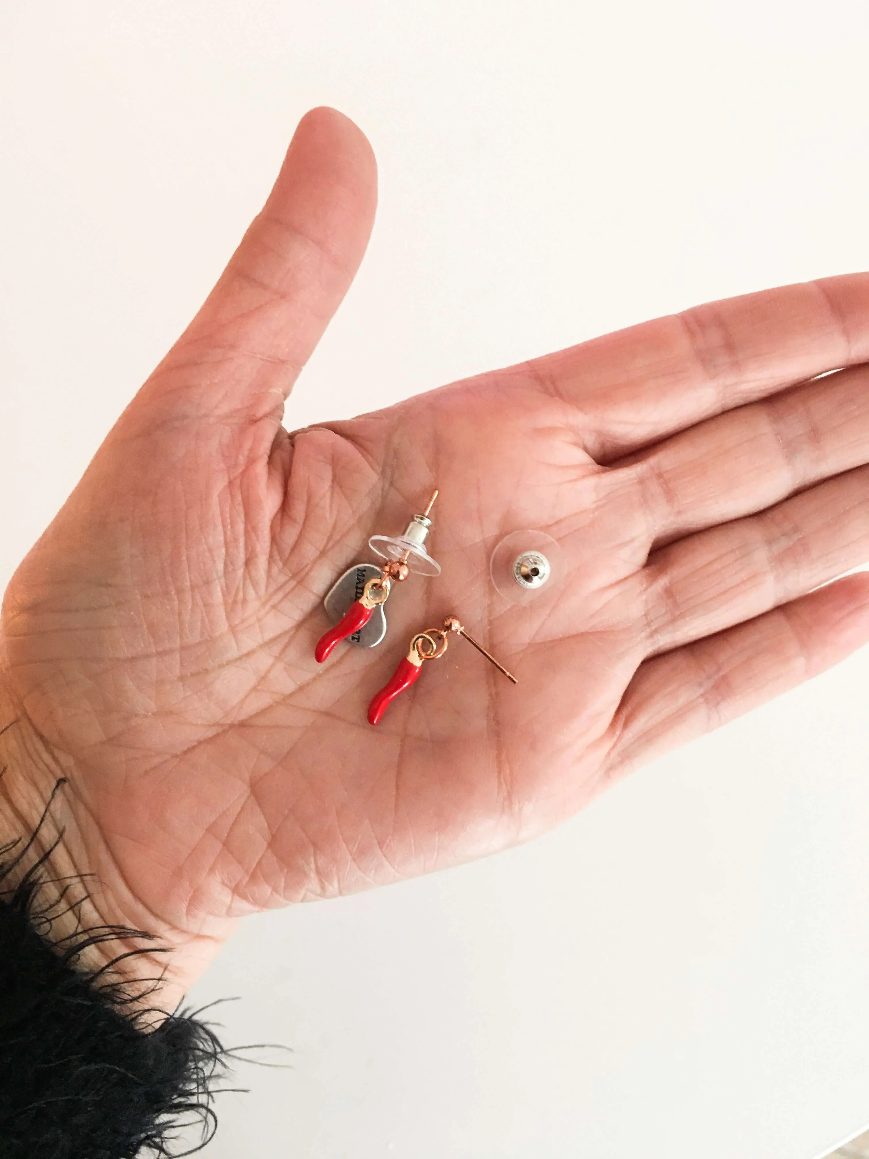 Italian Red Horn Earrings. Red Horn Jewelry. sold by Maiden-Art product image thumbnail 3