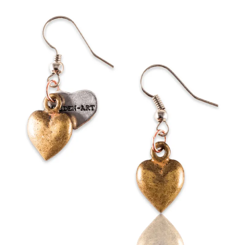 Bronze Heart Charms Earrings sold by Maiden-Art