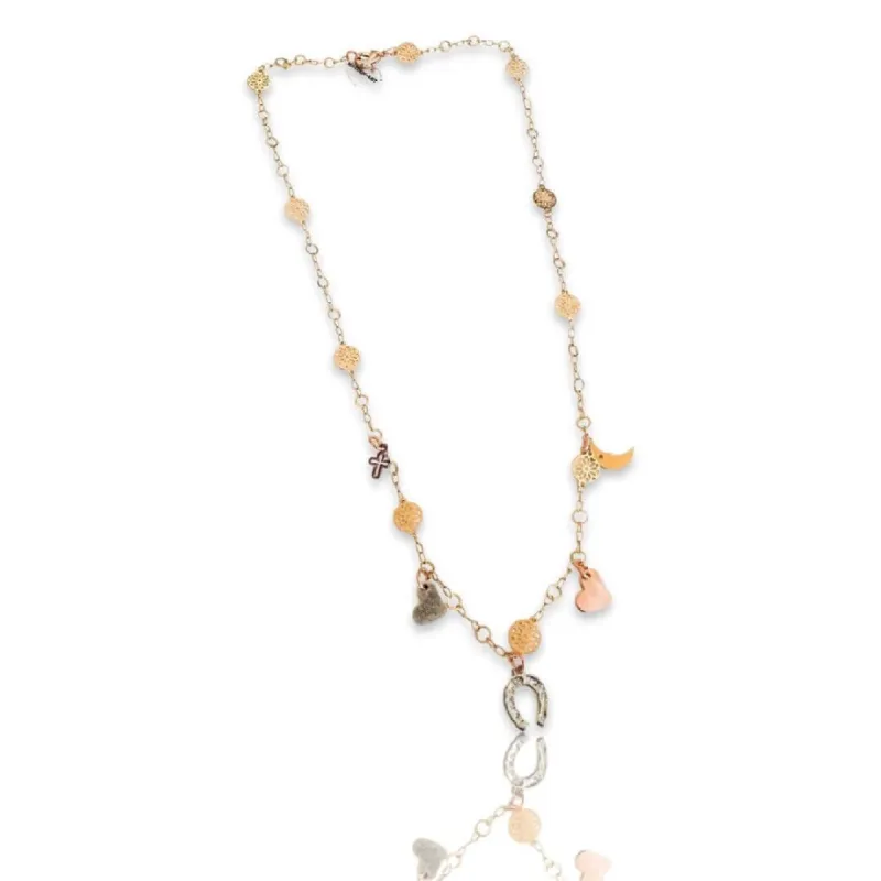 18kt Gold Plated Charms Necklace. Gold Charm Necklace. Necklace for Women. sold by Maiden-Art