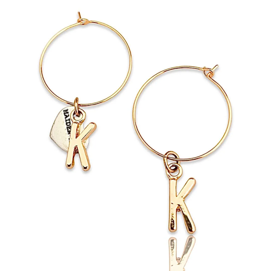 Initial Hoop Earrings Gold. Letter Hoop Earrings Gold. sold by Maiden-Art
