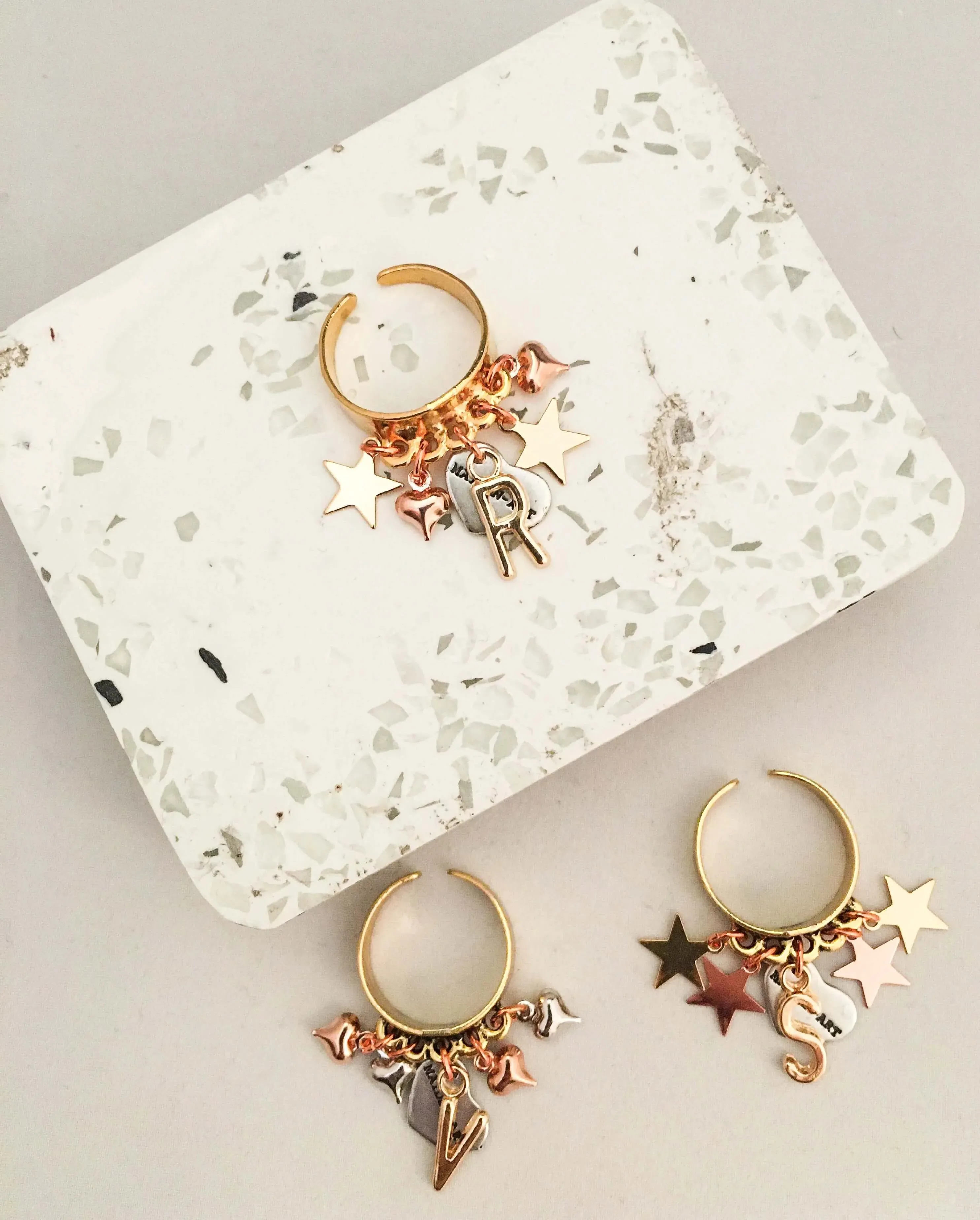 Ring in 18kt Gold plated brass. Initial Ring Gold. sold by Maiden-Art