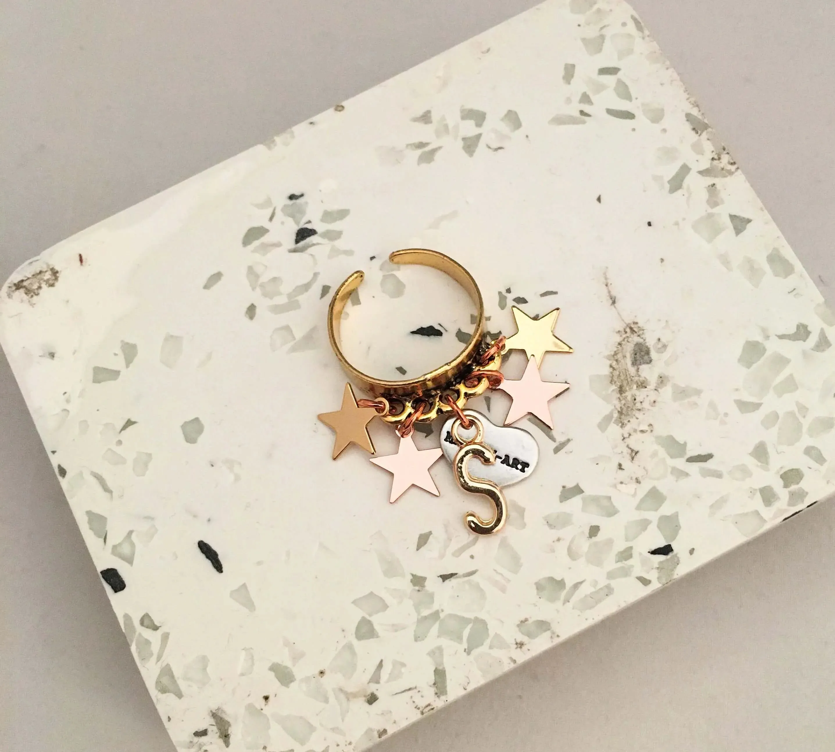 Ring in 18kt Gold plated brass. Initial Ring Gold. sold by Maiden-Art product image thumbnail 2