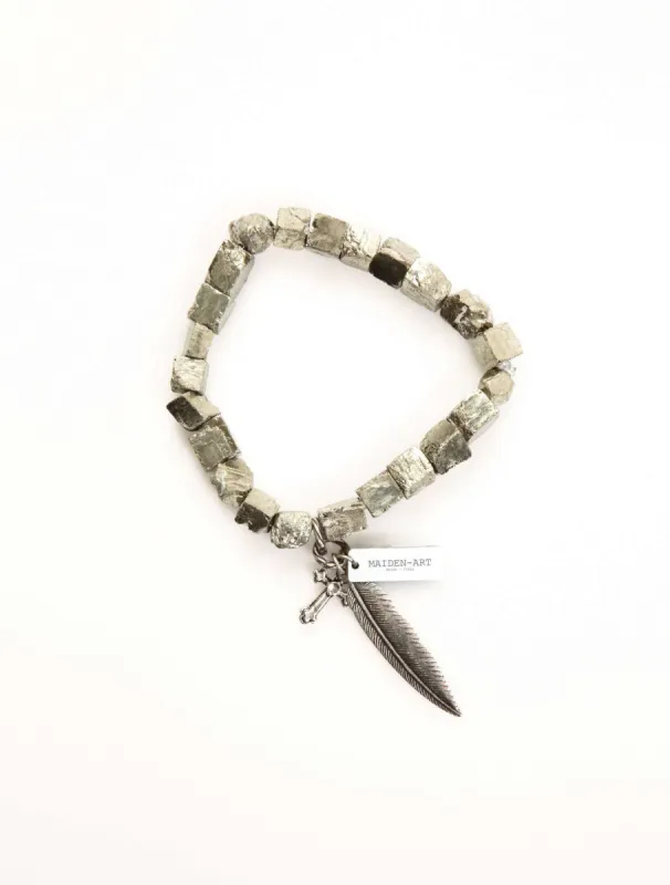 Antique Silver Pyrite Beaded Bracelet sold by Maiden-Art