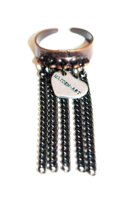 Statement ring in copper with fringes sold by Maiden-Art