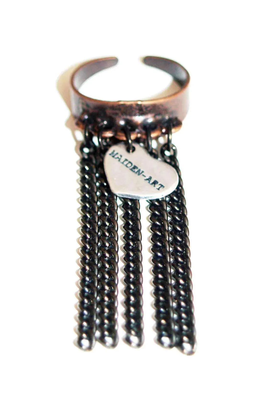 Statement ring in copper with fringes sold by Maiden-Art