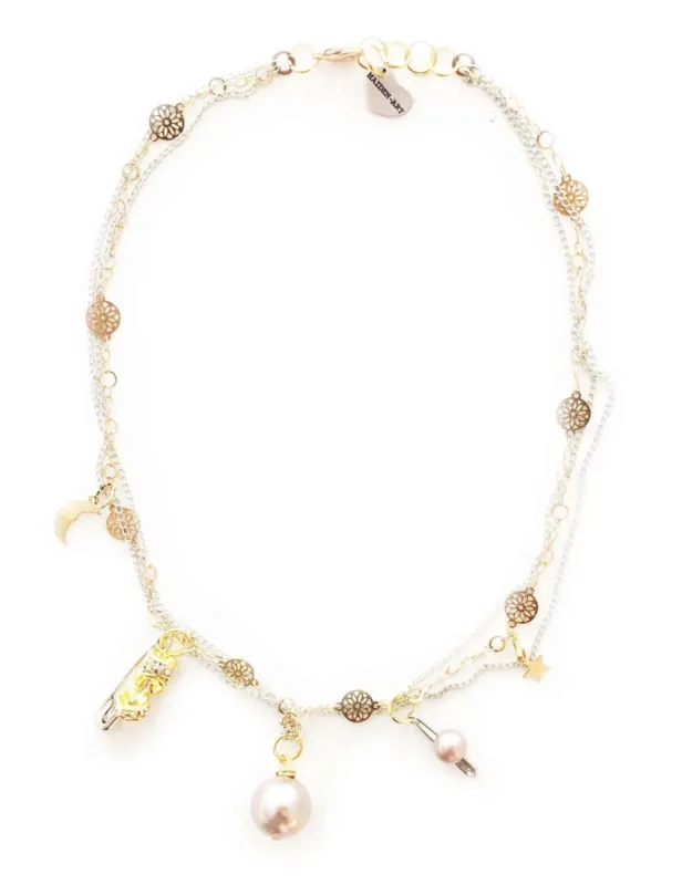 Safety pins, crystals and pearls choker necklace. Perfect for parties, summer time and gift for her. sold by Maiden-Art