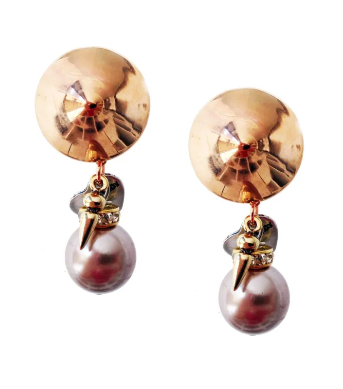 Clip on earrings with vintage rose pearls, rhinestones, brass and charms. Boho chic earrings, Boho chic jewelry sold by Maiden-Art