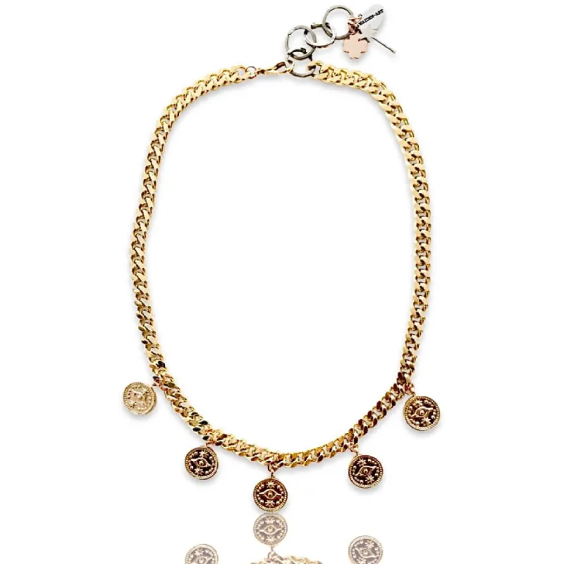 Evil Eye Coins Necklace in Gold and Silver. sold by Maiden-Art