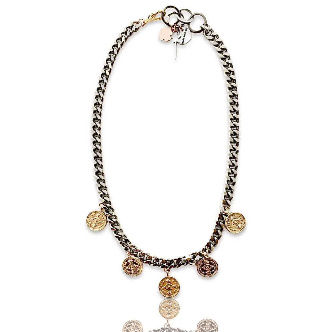 Evil Eye Coins Necklace in Gold and Silver. sold by Maiden-Art product image thumbnail 2