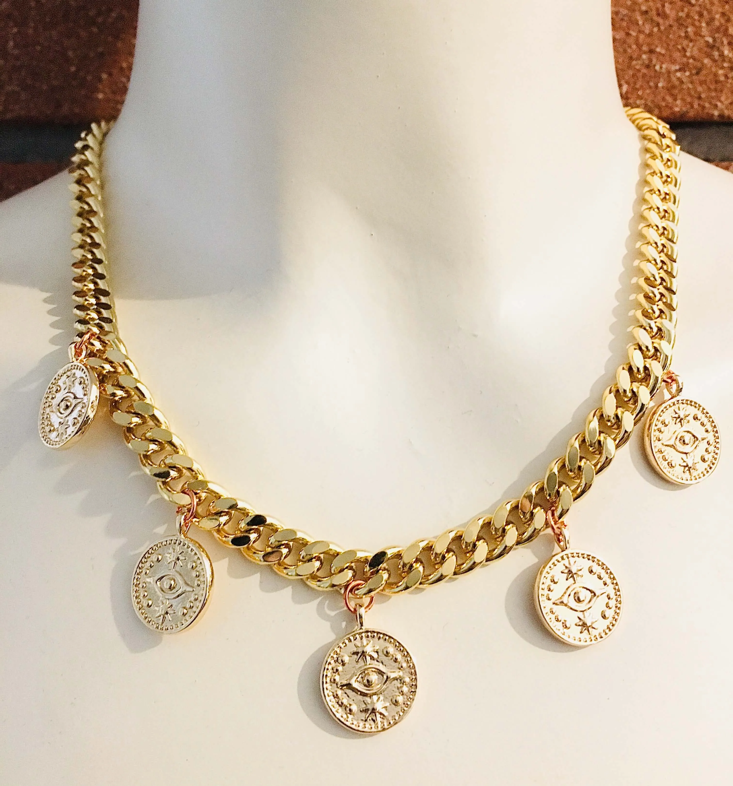 Evil Eye Coins Necklace in Gold and Silver. sold by Maiden-Art product image thumbnail 3