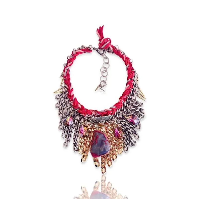 Red Passion Boho chic Statement Necklace sold by Maiden-Art