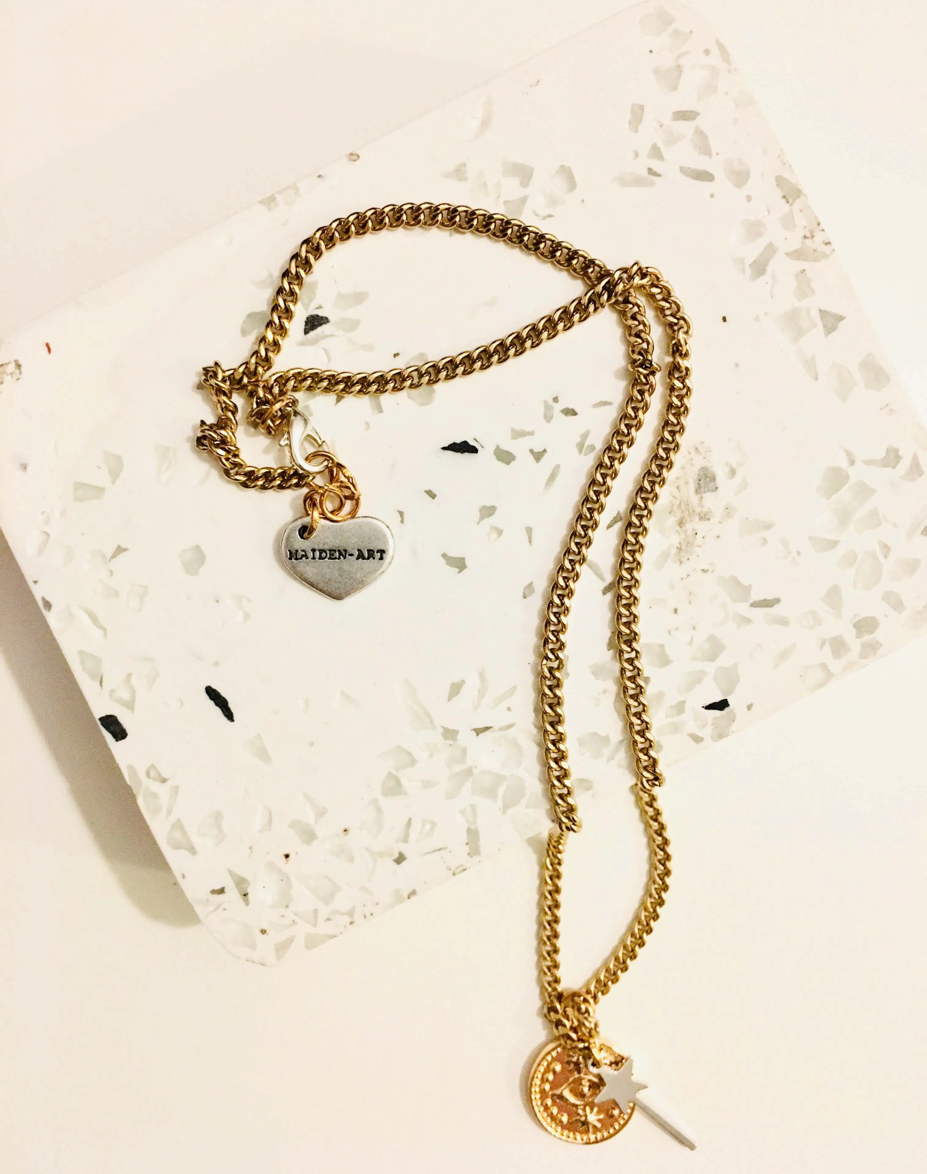 Gold Evil Eye Coin Necklace and Magic Wand Charm sold by Maiden-Art product image thumbnail 5