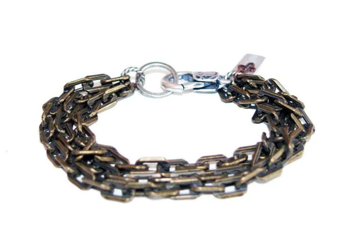 Mens multi chain brass bracelet sold by Maiden-Art