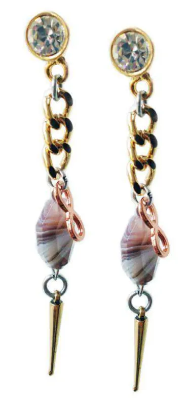 Earrings with agate stone and studs in 2 colors available. sold by Maiden-Art