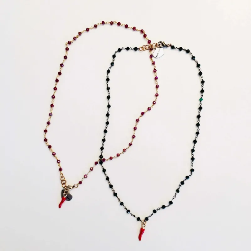 Rosary Choker Necklace with Lucky Charm in 2 Colors. sold by Maiden-Art