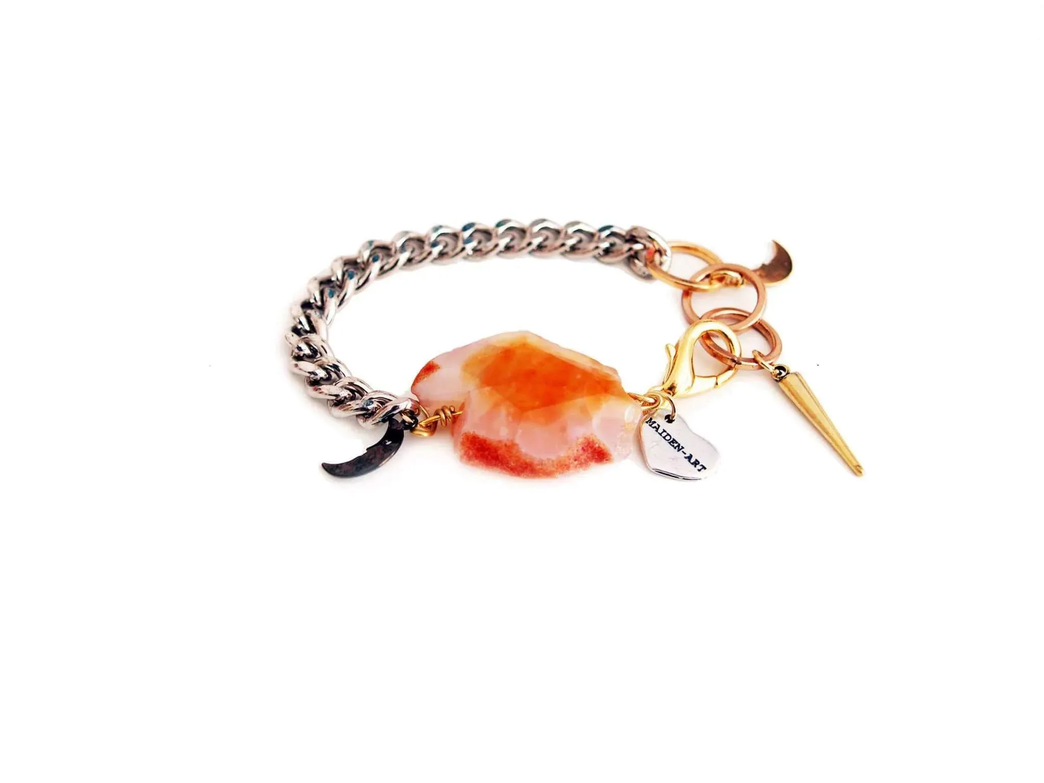 Silver bracelet with agate stone sold by Maiden-Art