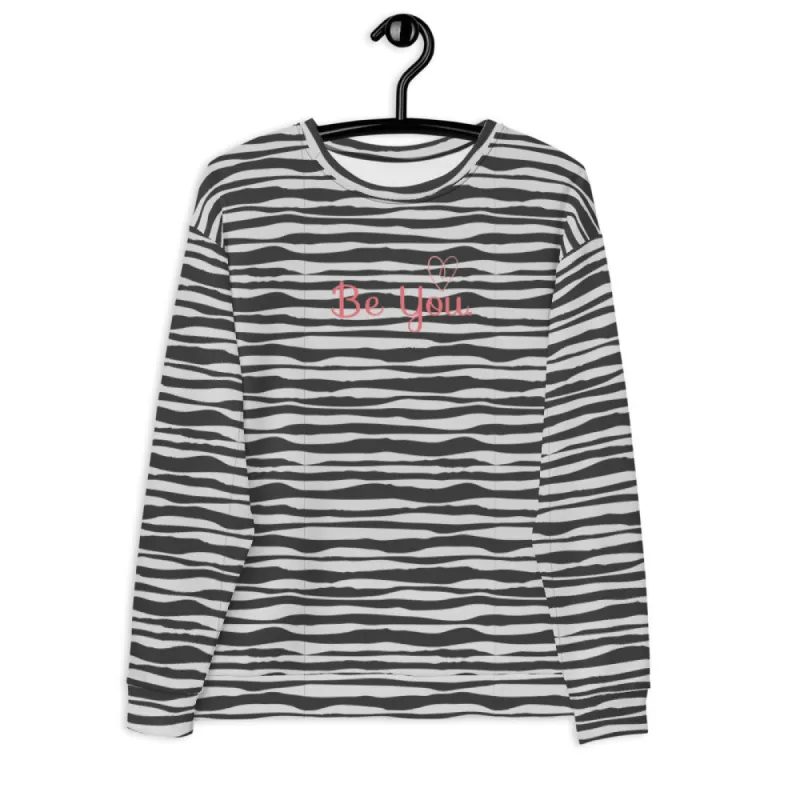 "Be You" Sweatshirt - ZEBRA GREY. sold by Maiden-Art