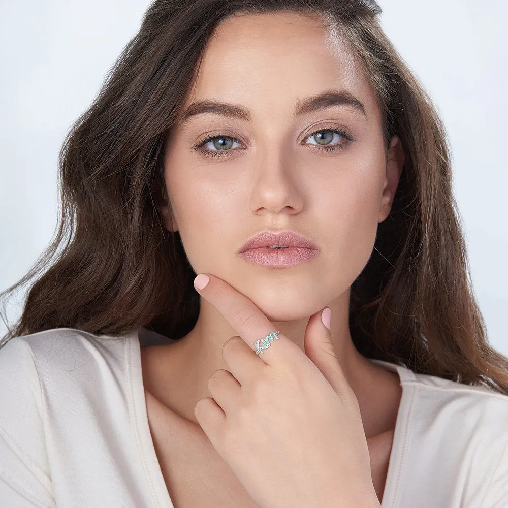 925 Sterling Silver Swarovski Stone Name Ring sold by Maiden-Art product image thumbnail 5