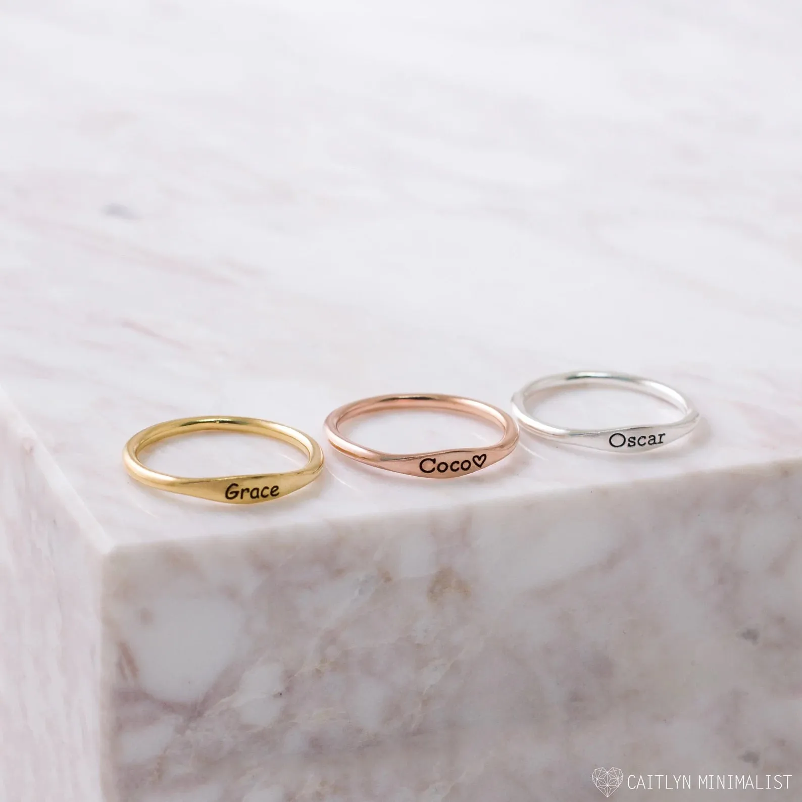 Tiny Name Ring - Minimalist Ring sold by Maiden-Art product image thumbnail 2