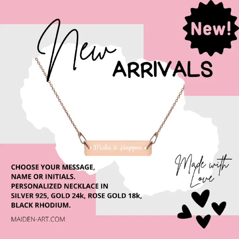 NEW IN: PERSONALIZED - Engraved Silver Bar Chain Necklace sold by Maiden-Art