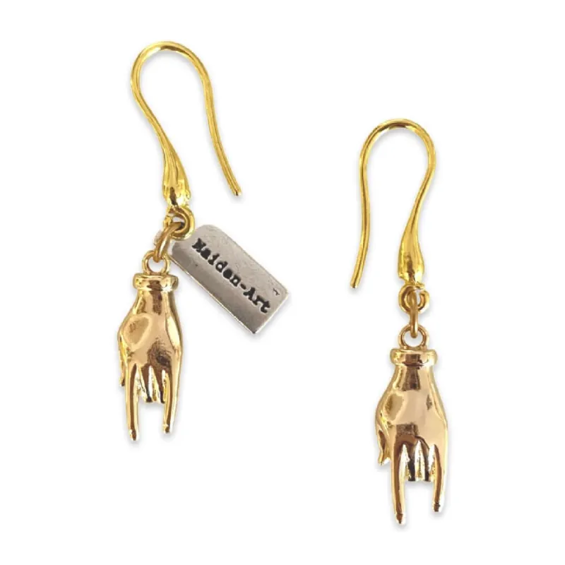 Lucky Earrings in Gold. Hand Making Horns Earrings in Gold. sold by Maiden-Art