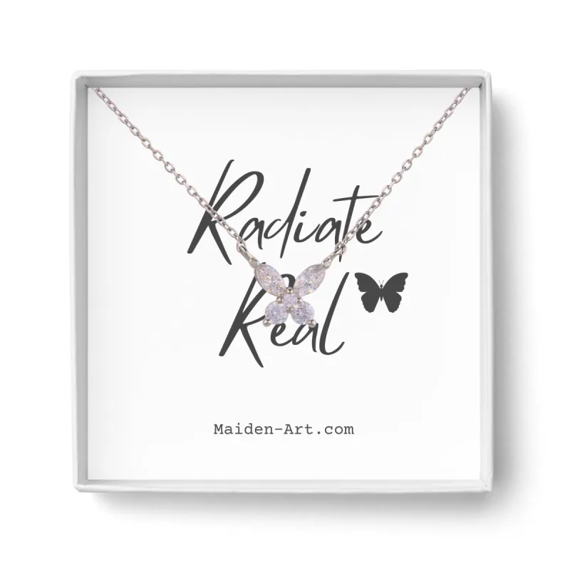 925 Sterling Silver Butterfly Pendant Necklace sold by Maiden-Art