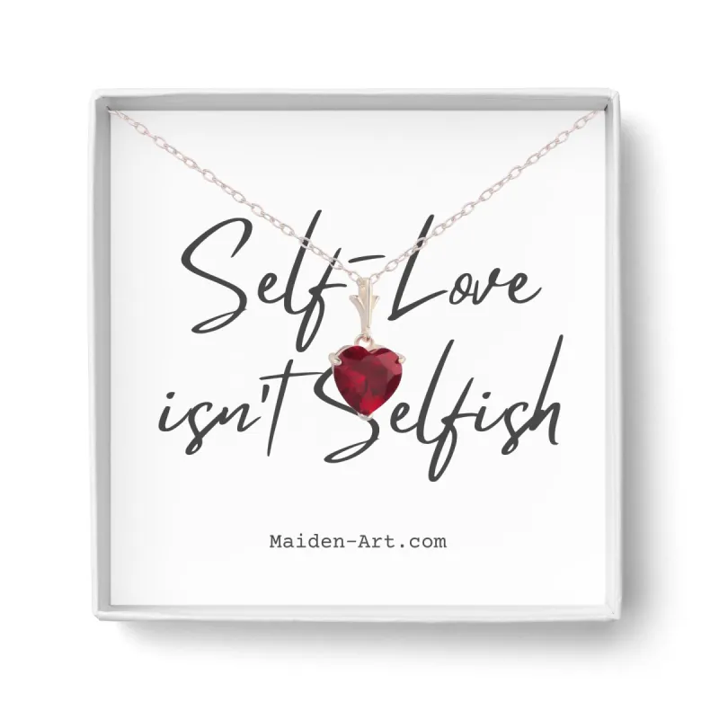 925 Sterling Silver Red Heart Pendant Necklace sold by Maiden-Art