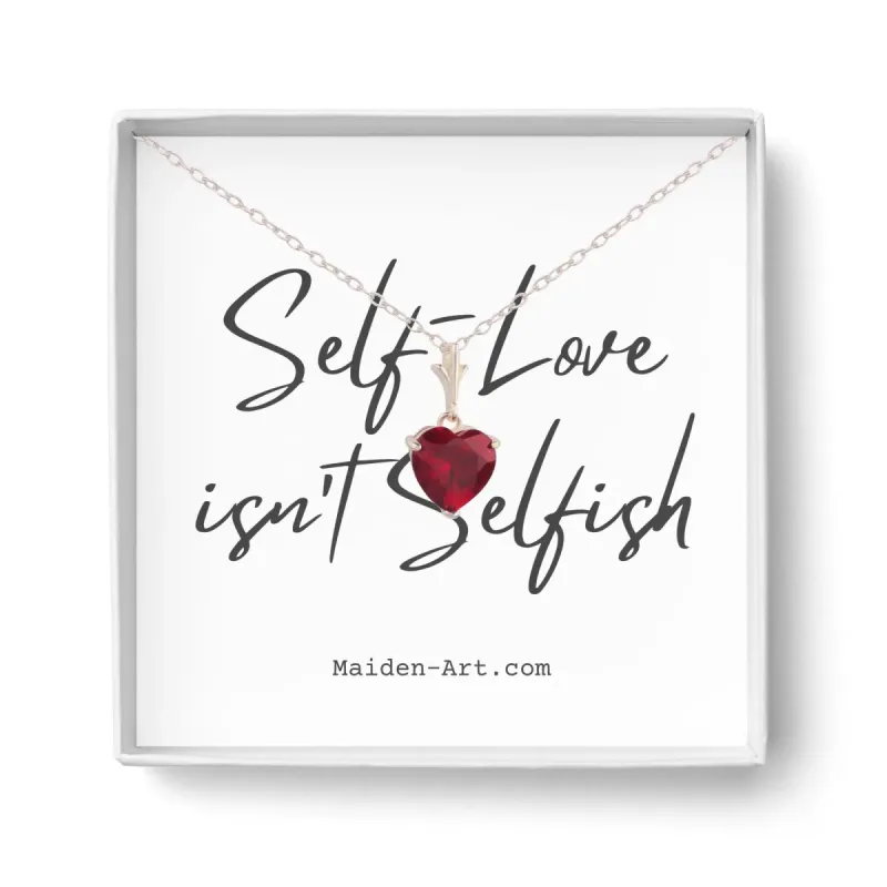 925 Sterling Silver Necklace Red Heart Pendant sold by Maiden-Art