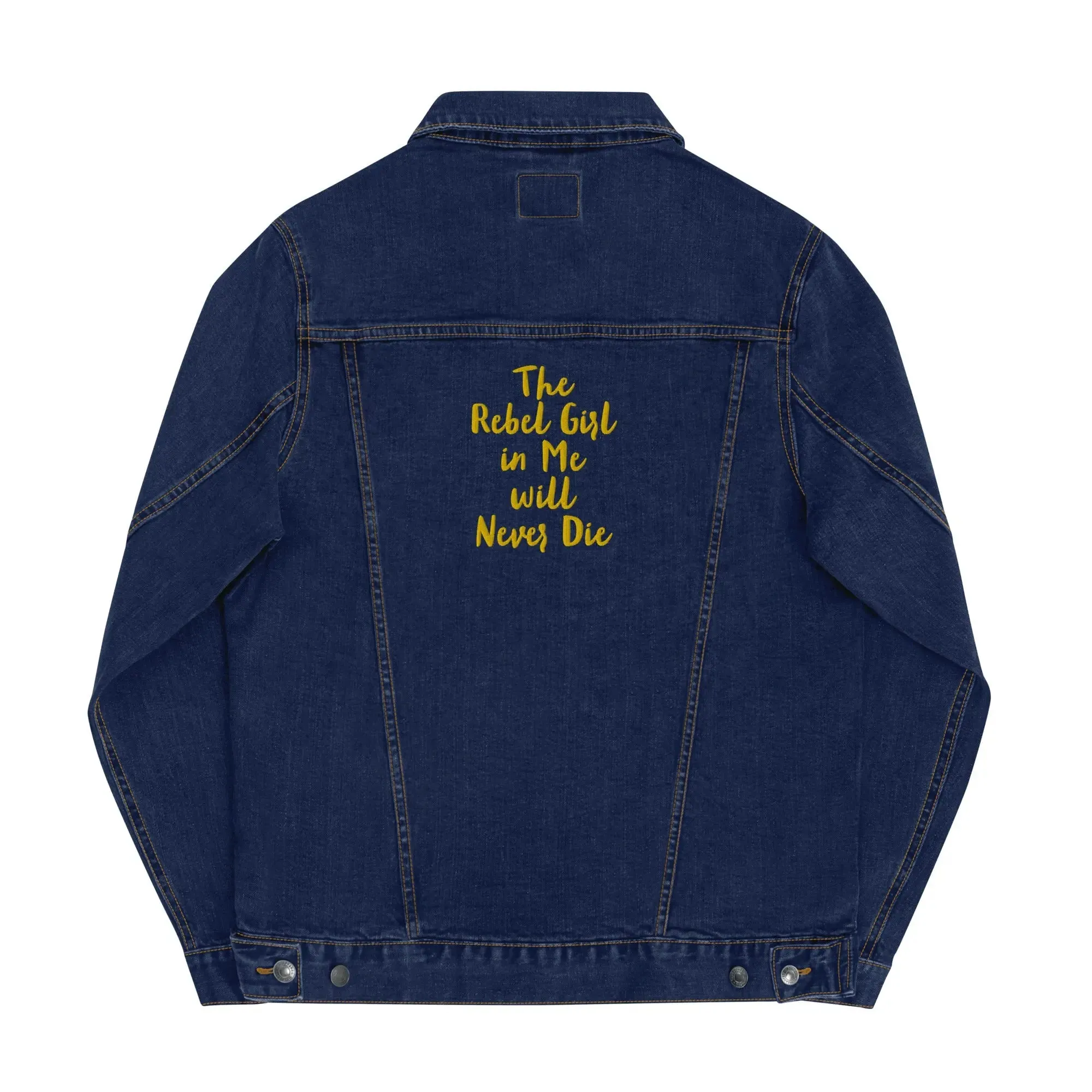 Embroidered denim jacket The Rebel Girl in Me will Never Die Unisex denim jacket - Gold Embroidery sold by Maiden-Art
