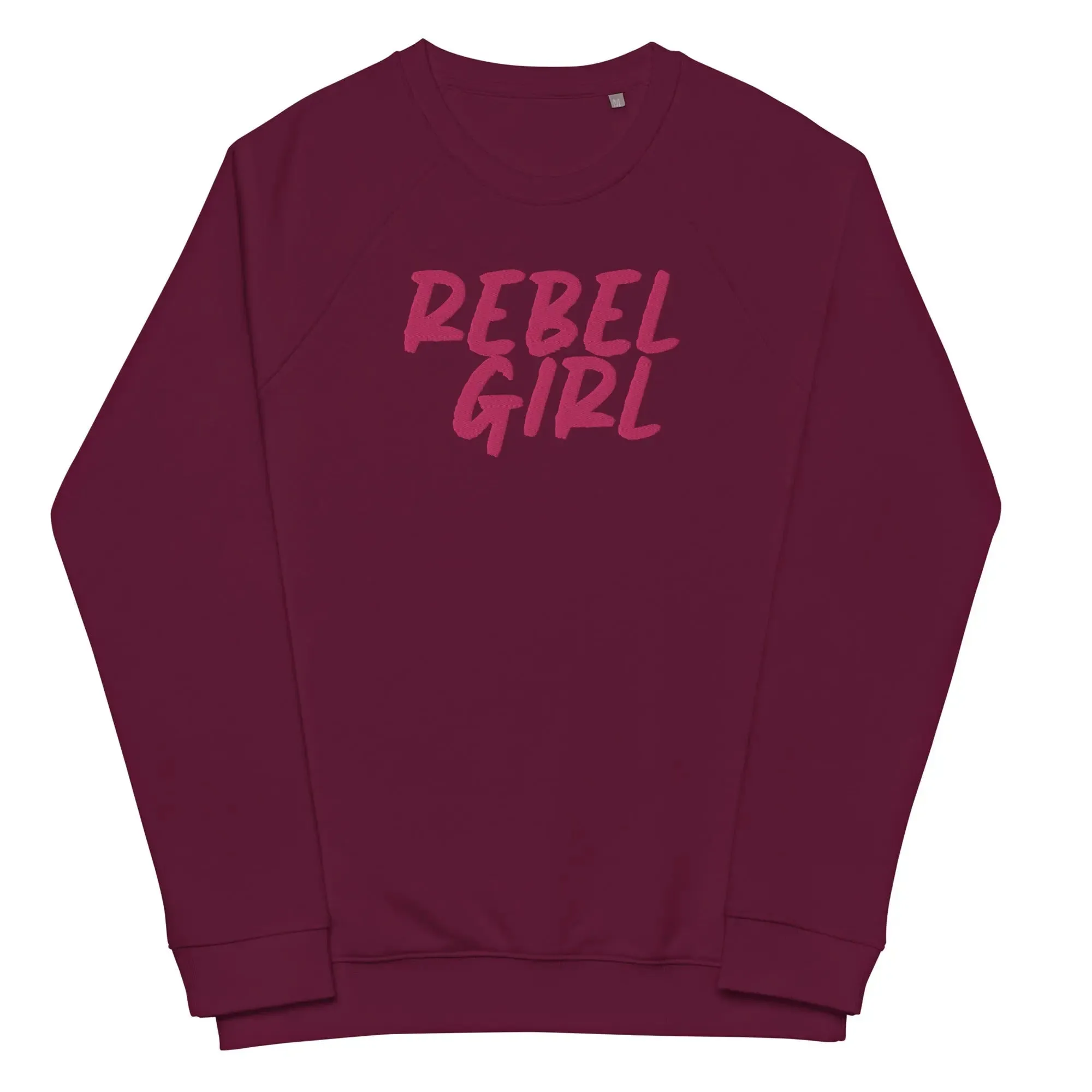 Rebel Girl Unisex organic raglan sweatshirt Organic Clothing with EMBROIDERY sold by Maiden-Art