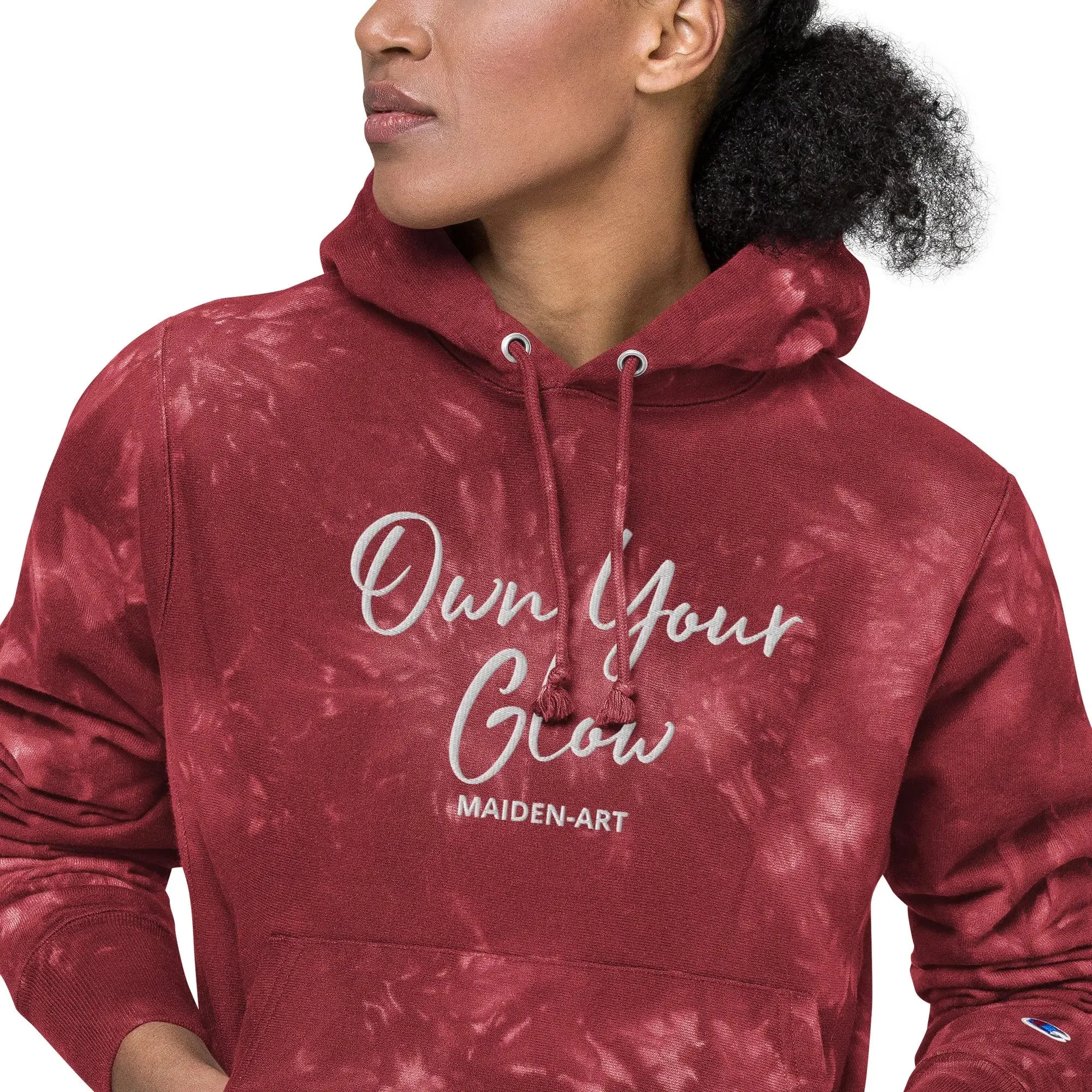 Own Your Glow Unisex Champion tie-dye hoodie with Embroidery | Champion hoodie sold by Maiden-Art product image thumbnail 3