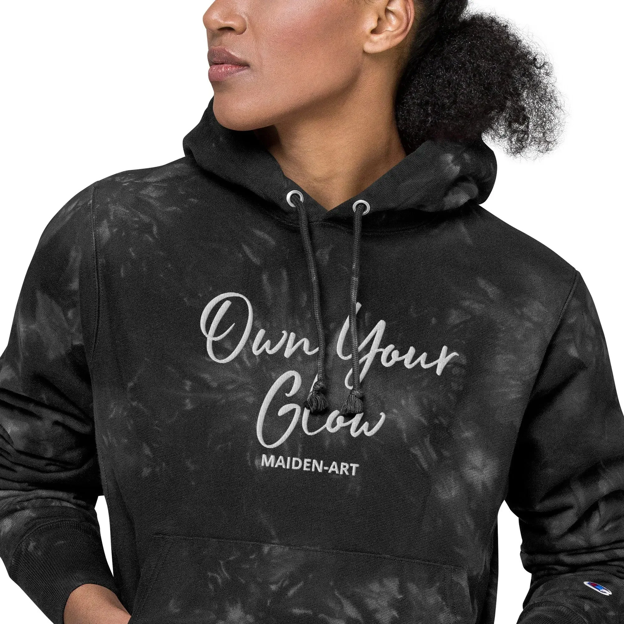 Own Your Glow Unisex Champion tie-dye hoodie with Embroidery | Champion hoodie sold by Maiden-Art product image thumbnail 2