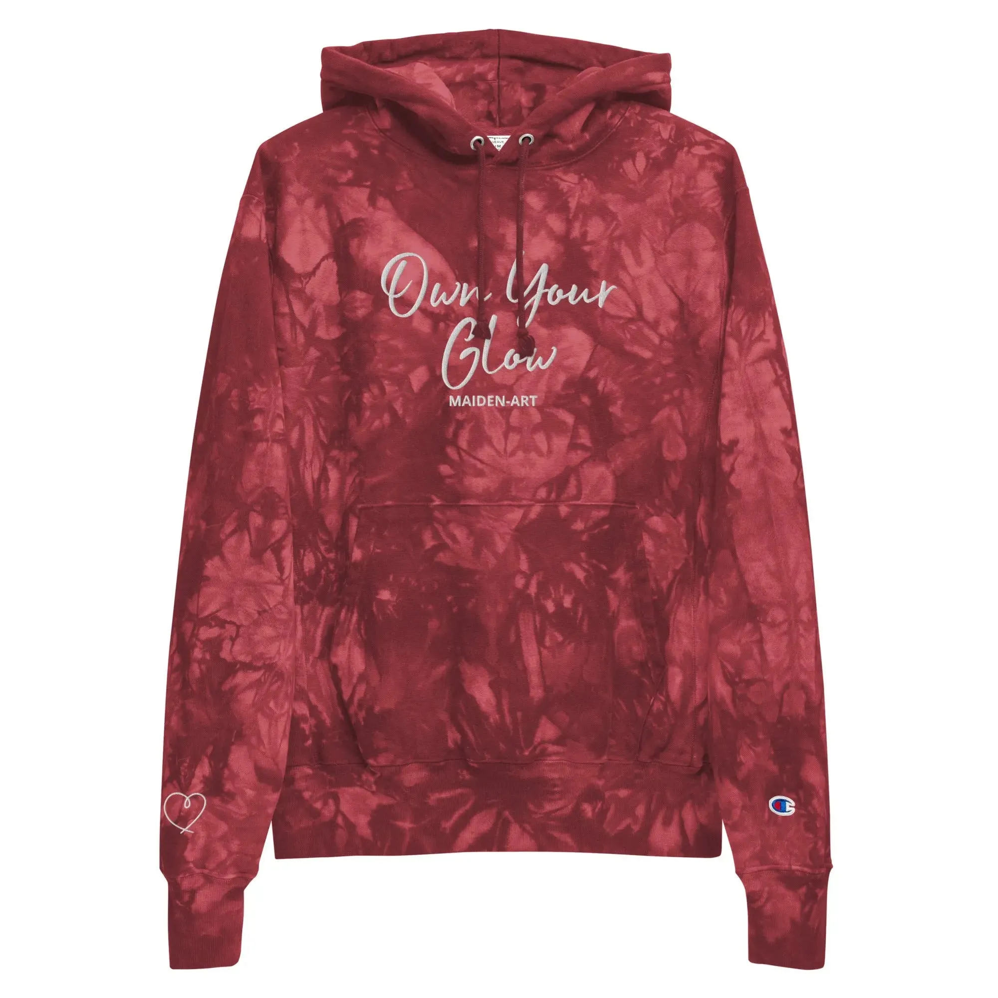 Own Your Glow Unisex Champion tie-dye hoodie with Embroidery | Champion hoodie sold by Maiden-Art