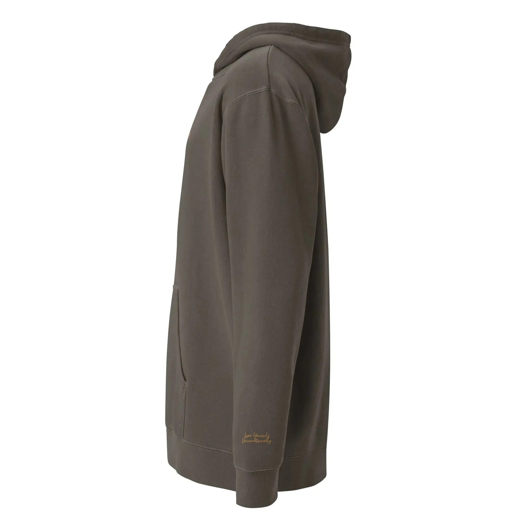 Self Love Unisex pigment-dyed hoodie with Old Gold Embroidery | fashion hoodie sold by Maiden-Art product image thumbnail 5