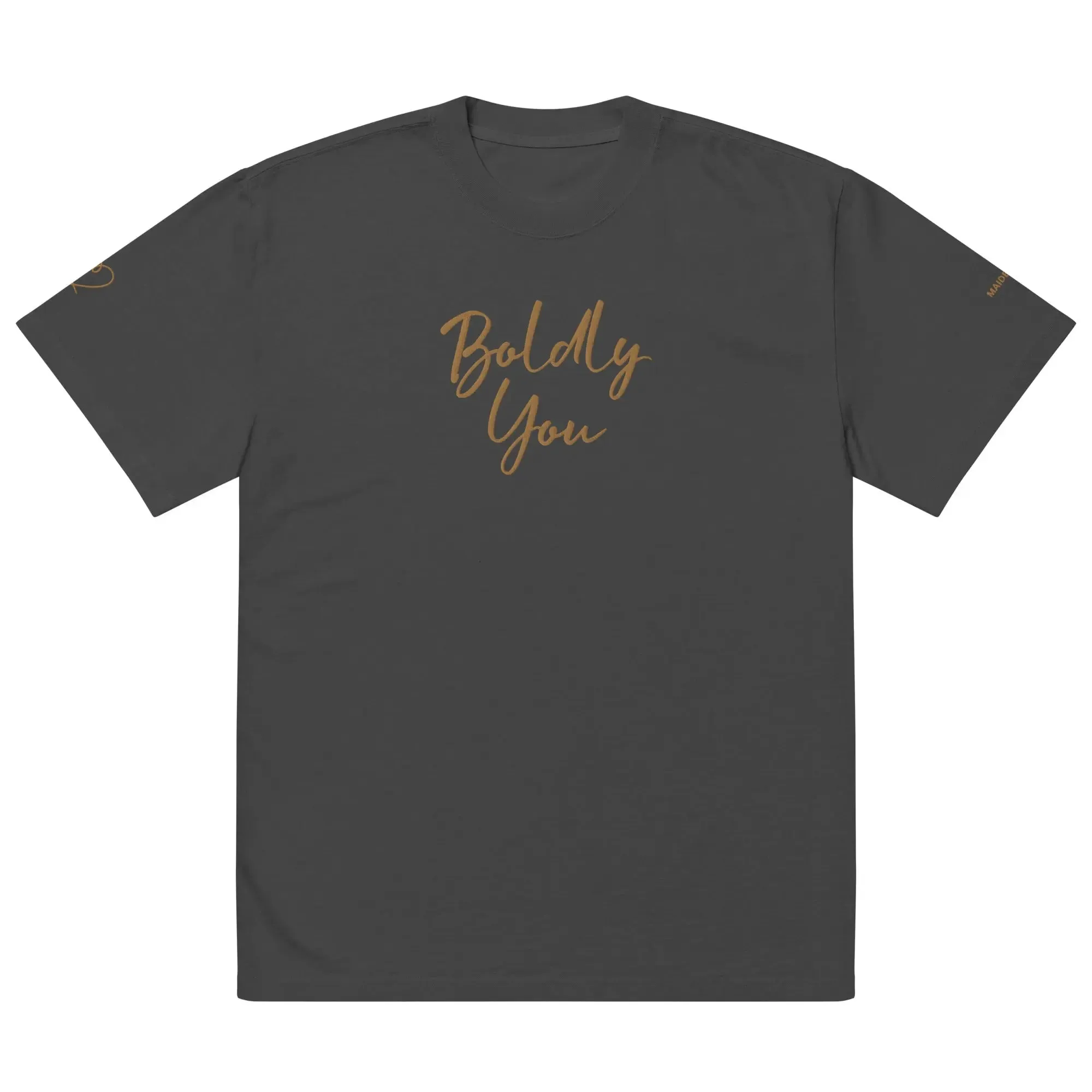 Boldly You Oversized faded t-shirt with Old Gold Embroidery | Oversized T-shirt sold by Maiden-Art product image thumbnail 2
